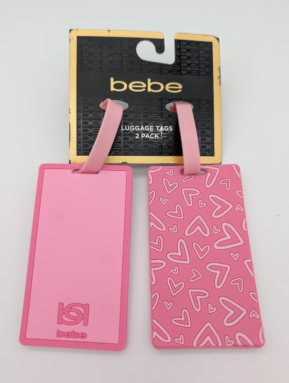 Bebe Luggage Tags Pink Hearts 2 pack